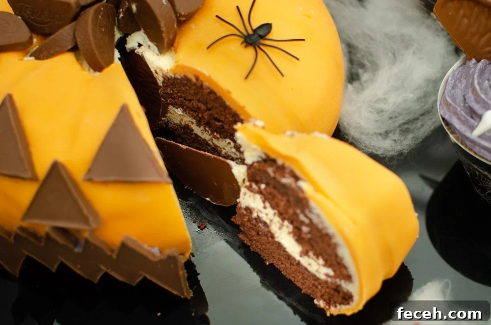 Slice of pumpkin cake cut out ready to serve