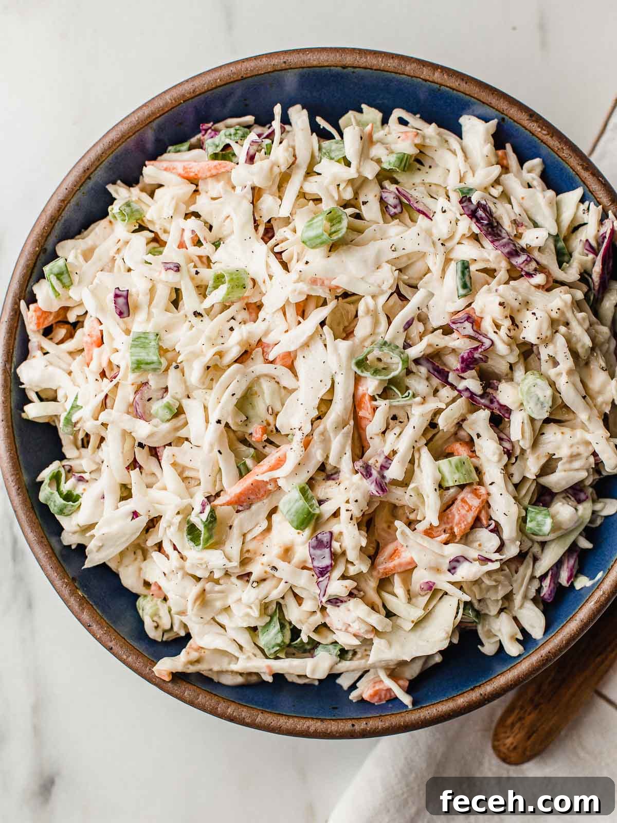 Low carb coleslaw in a bowl.