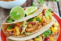 Hawaiian BBQ Chicken Tacos with Pineapple Slaw (Slow Cooker)
