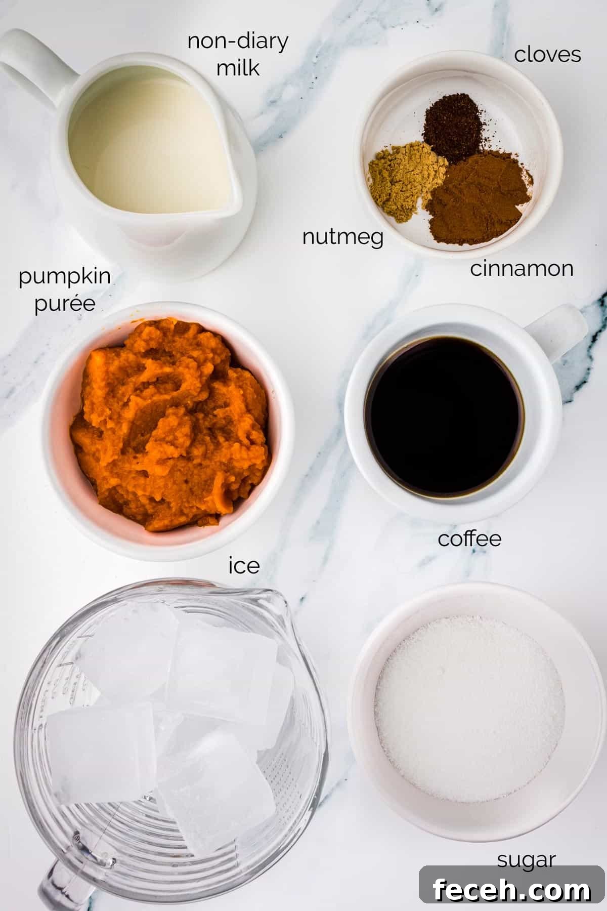 Recipe ingredients arrayed in individual bowls.