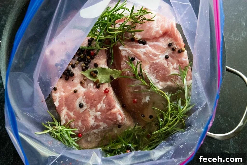 Smoked Double Bone-In Pork Chops with Bold Smoky Flavor 5 Pork chops in a brine.