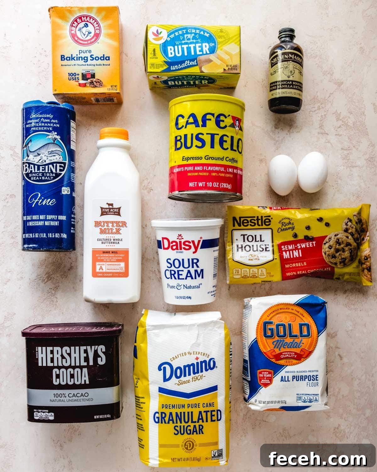 Ingredients to make German Chocolate Pound Cake in a bundt pan.