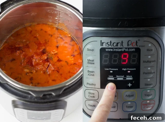 collage of how to make instant pot spaghetti