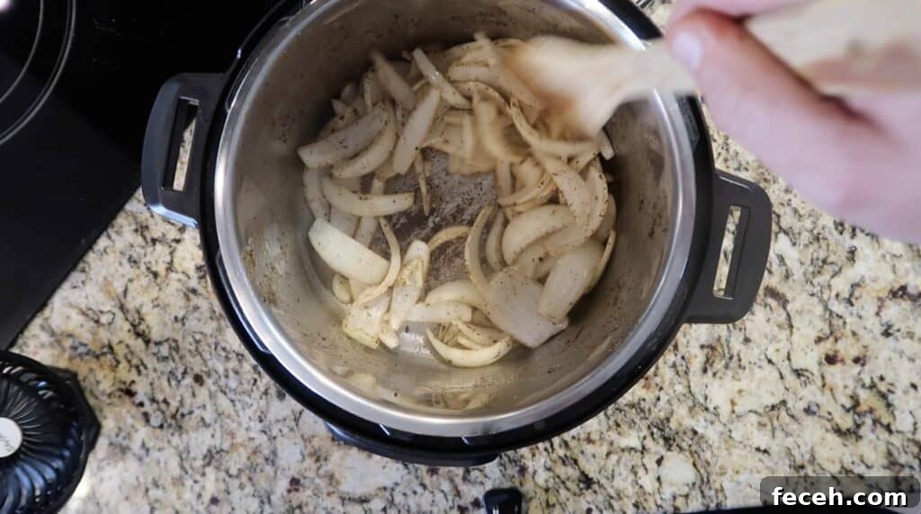Instant Pot Birria Quesabirria Tacos Recipe 13 Sauté for a few minutes, stirring often to help deglaze the bottom of the pot as the browned bits come up (although it'll still be quite browned after sautéing).