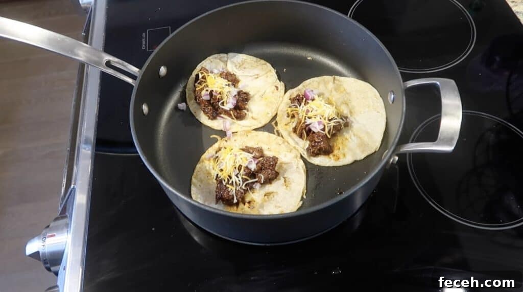 Instant Pot Birria Quesabirria Tacos Recipe 26 ...and place them in a pre-heated large skillet over medium-high heat. Top with the meat and any other toppings you enjoy (such as diced red onion, cilantro and cheese).