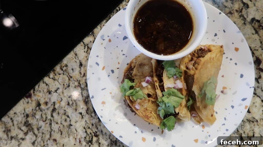 Instant Pot Birria Quesabirria Tacos Recipe 28 Repeat the process until you make as many tacos as you wish because you're in for a real treat. The finishing touch is to provide a ramekin or small bowl of additional consommé for dipping!