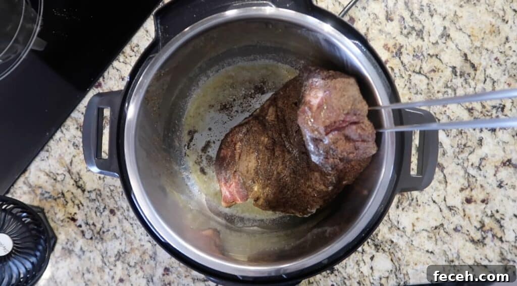 Instant Pot Birria Quesabirria Tacos Recipe 9 Add the meat and flash sear on all sides so the spices are branded into the meat.
