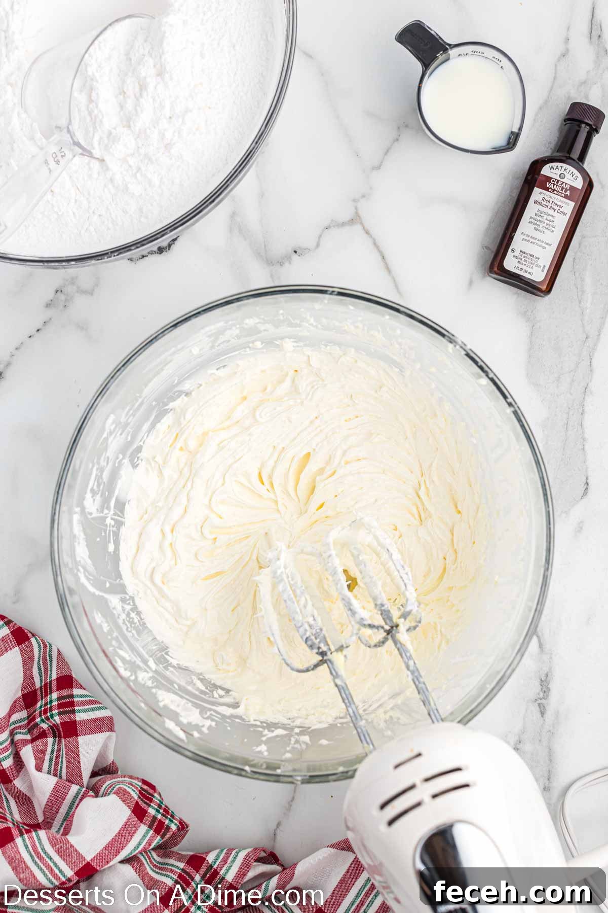 Mixing bowl with butter and shortening being creamed.