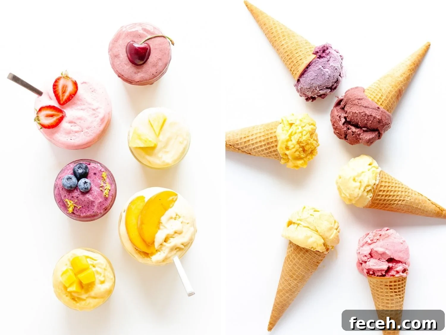 No-Fuss Blender Ice Cream Recipe: Creamy 5-Minute Treat 6 Six flavors of blender ice cream in jars and on cones.