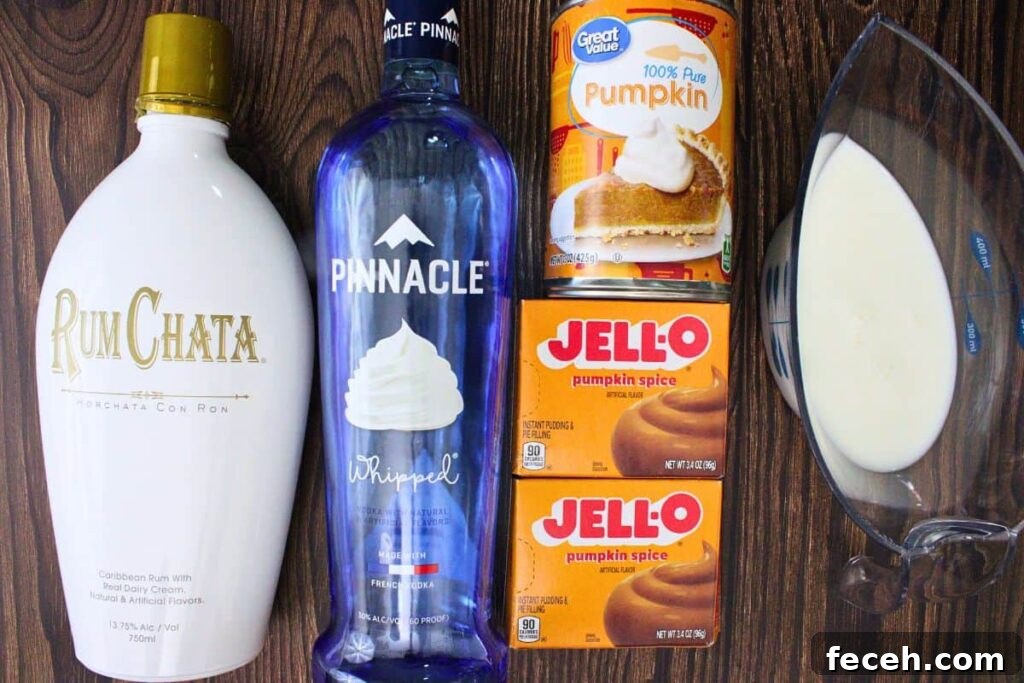ingredients to make pumpkin pie pudding shots