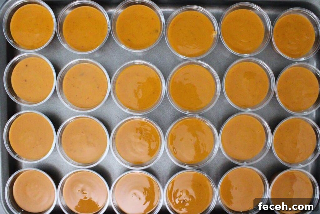 transfer pumpkin pie pudding mix to individual cups