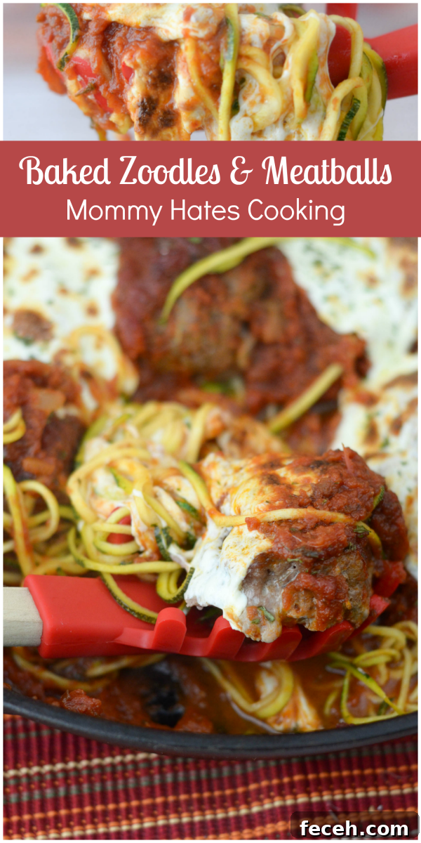 Baked Zucchini Noodles with Savory Meatballs 2 Baked Zoodles & Meatballs #ad