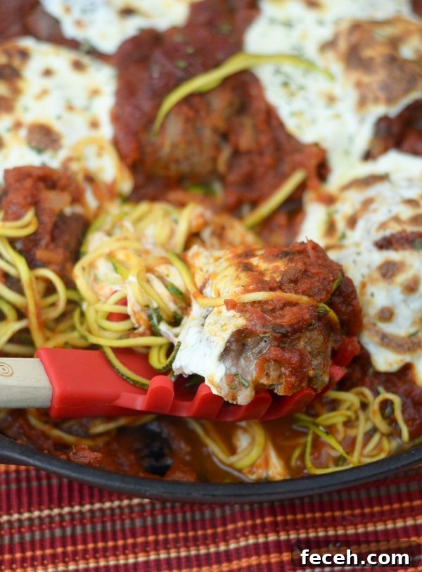 Baked Zucchini Noodles with Savory Meatballs 4 Baked Zoodles & Meatballs #ad
