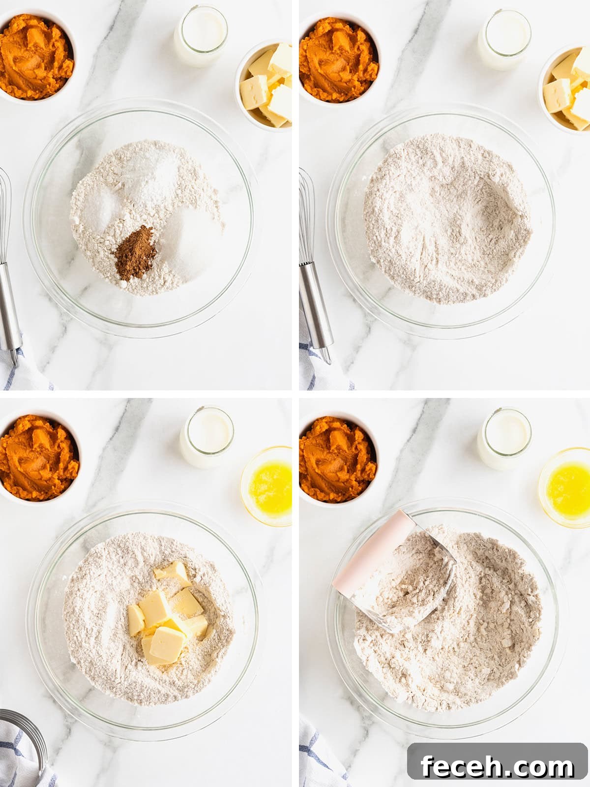 Steps to make Pumpkin Biscuits.