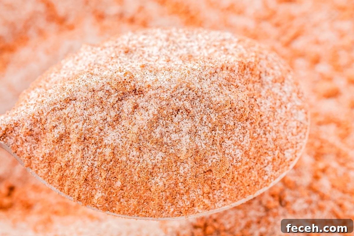 A close up of a spoonful of the homemade apple cider spice mix.
