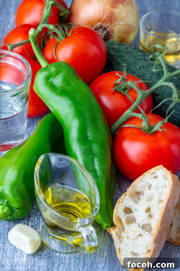 Fresh ingredients for Tomato Gazpacho Soup