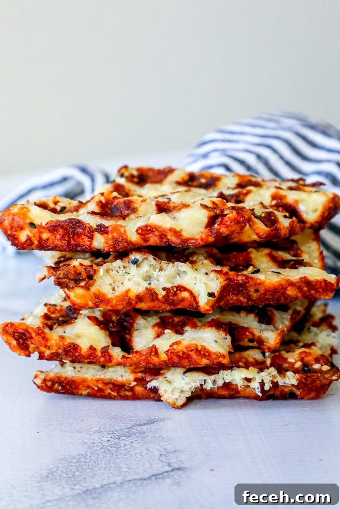 Ultimate Keto Chaffle Recipes: Savory & Sweet Ways to Use Chaffles 9 stack of 4 keto chaffle waffles