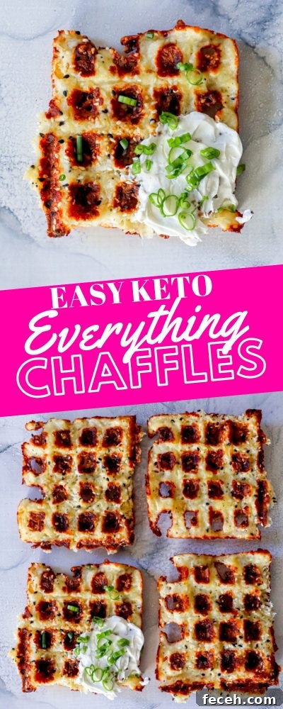 Ultimate Keto Chaffle Recipes: Savory & Sweet Ways to Use Chaffles 10 keto chaffle waffles on a countertop with sour cream and green onions