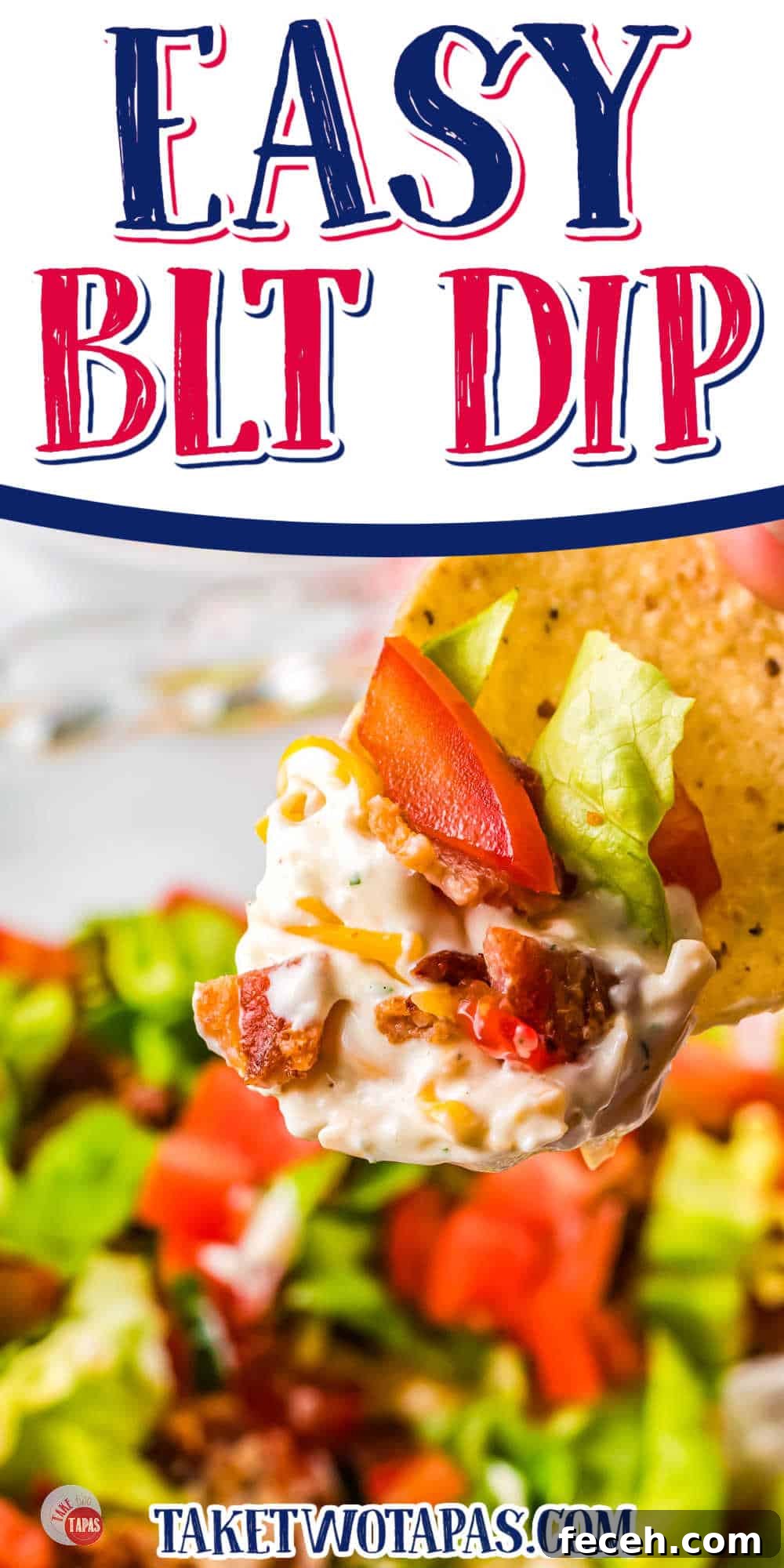 scoop of dip with text "Easy BLT Dip"
