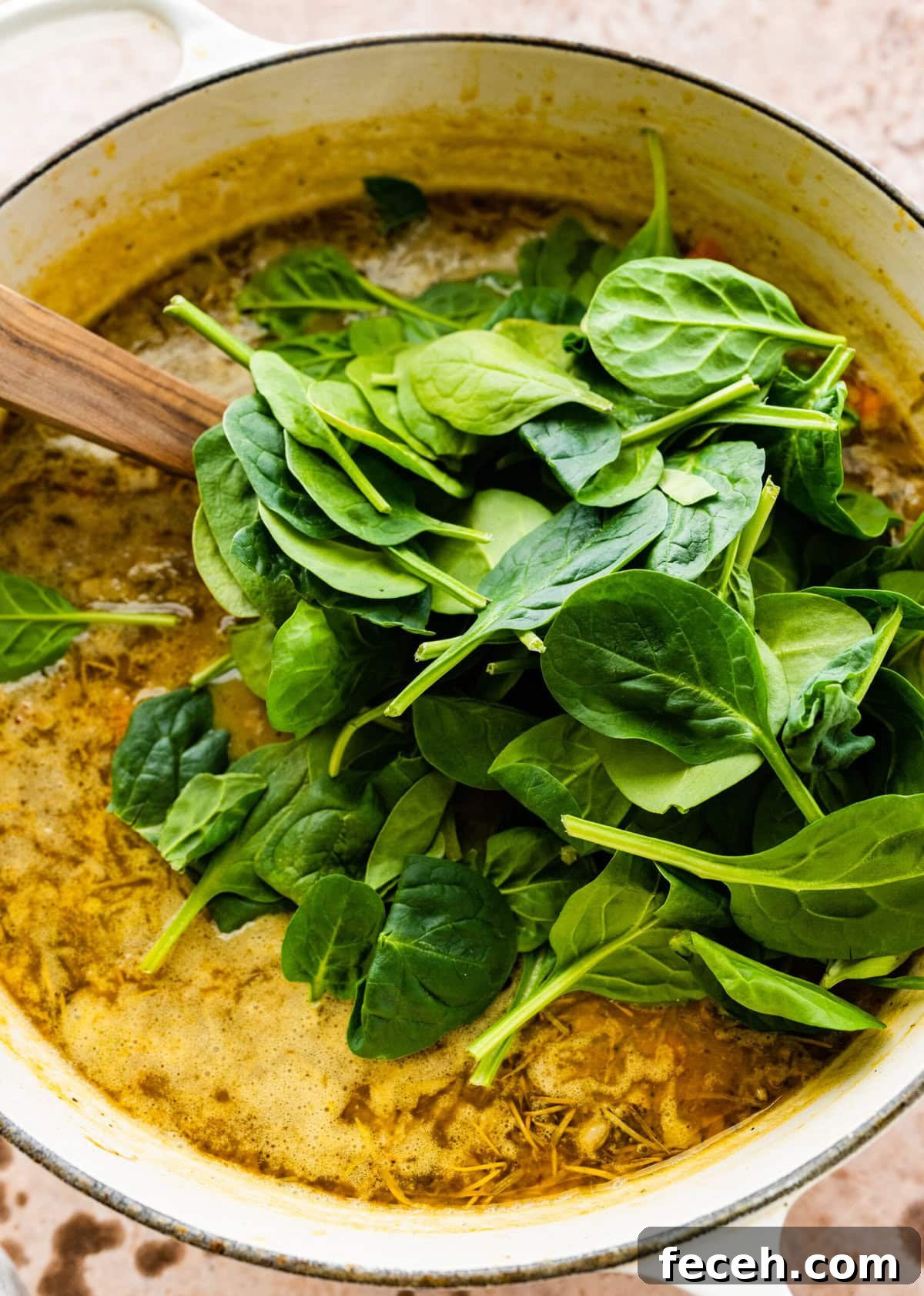 add spinach at the end of the cooking.