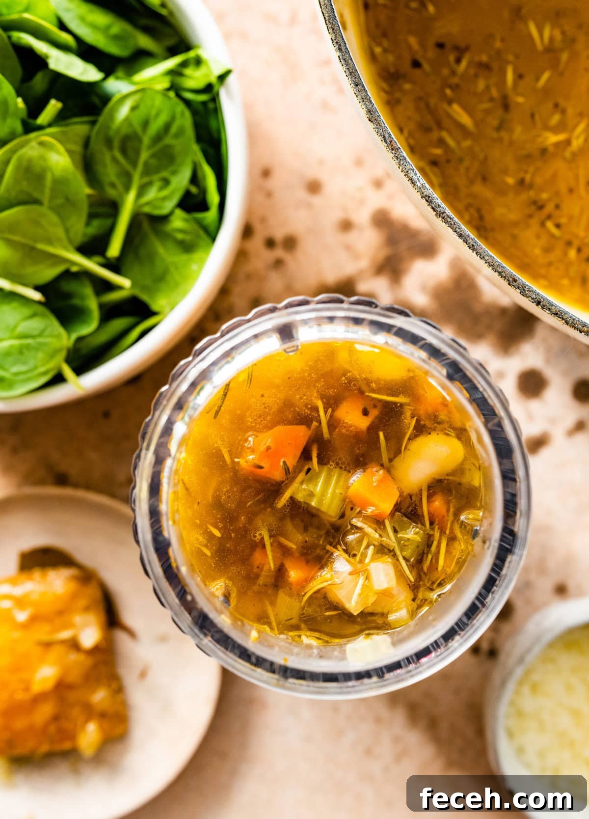 a cup of the soup in a blender- this thickens the soup.