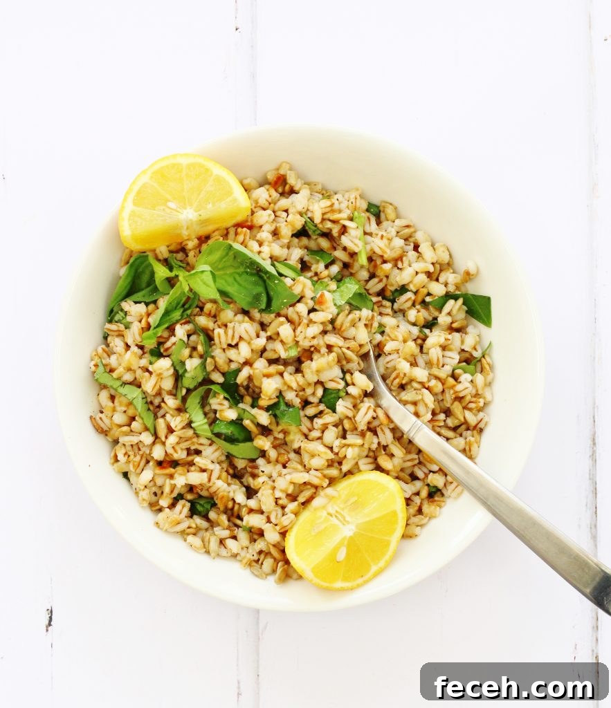 Lemon basil & barley salad