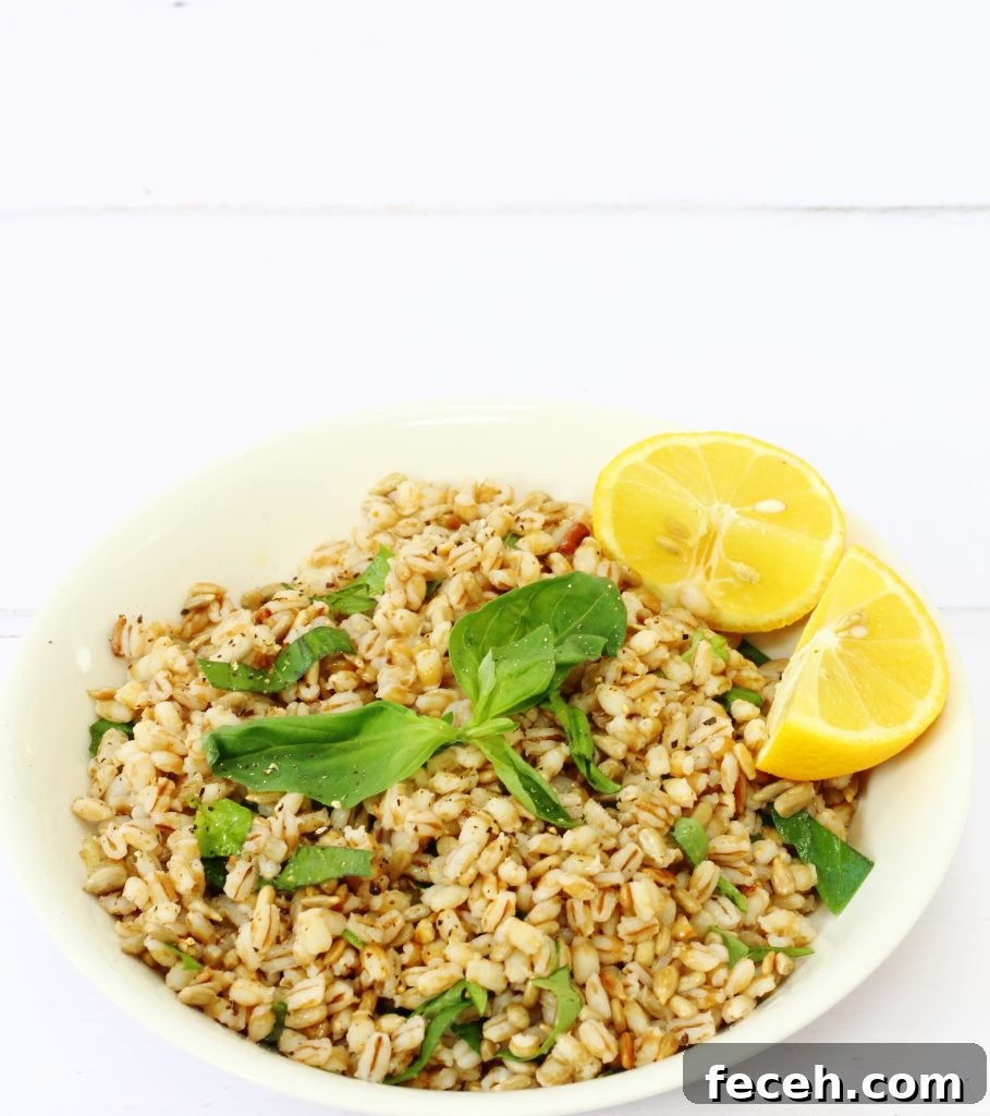 Lemon basil and barley salad