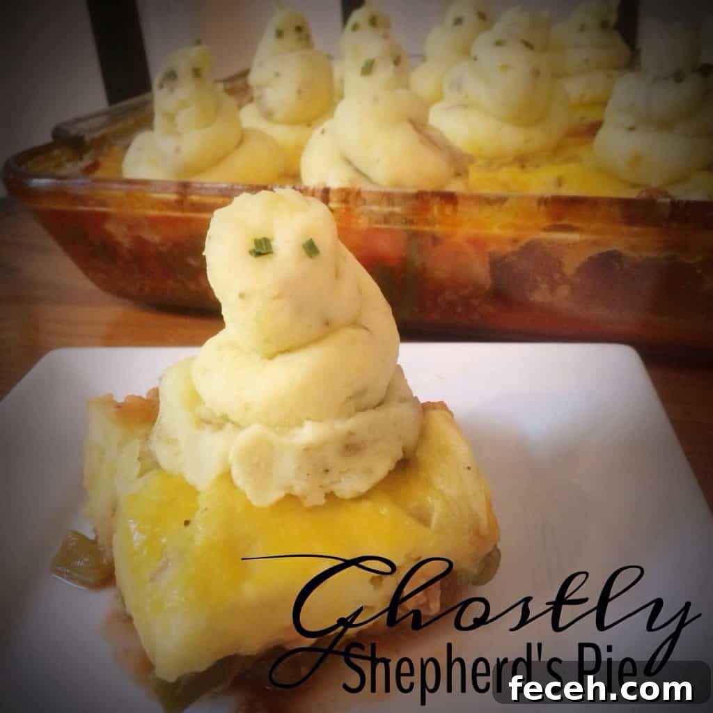 Ghostly Gluten-Free Shepherds Pie is an easy and festive Halloween dinner.