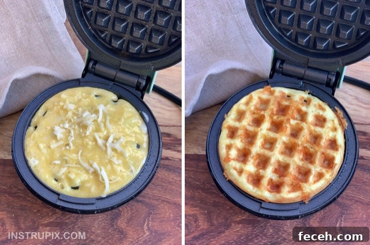 How to make keto waffles in a mini waffle maker with just 3 simple ingredients! Quick and easy recipe!