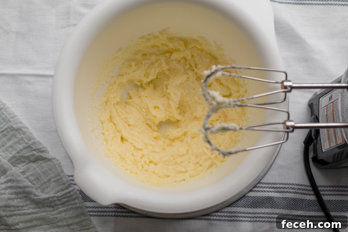 butter and sugar creamed together in a bowl