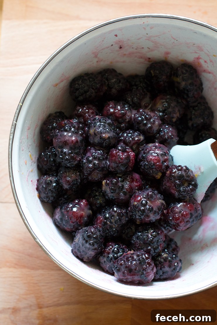 blackberries in lemon juice and tapioca starch