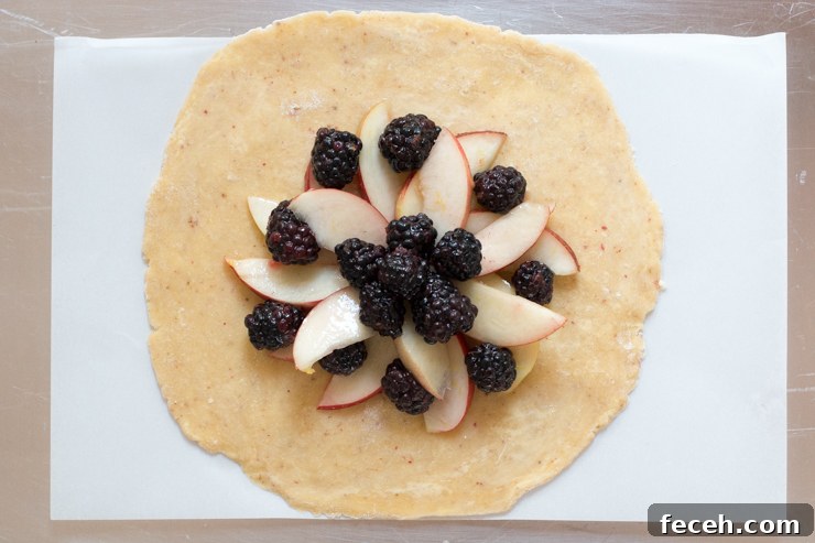 Blackberry Nectarine Galettes with Pink Peppercorn Crust assembly