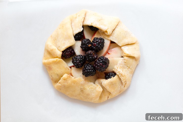 blackberry nectarine galette fold