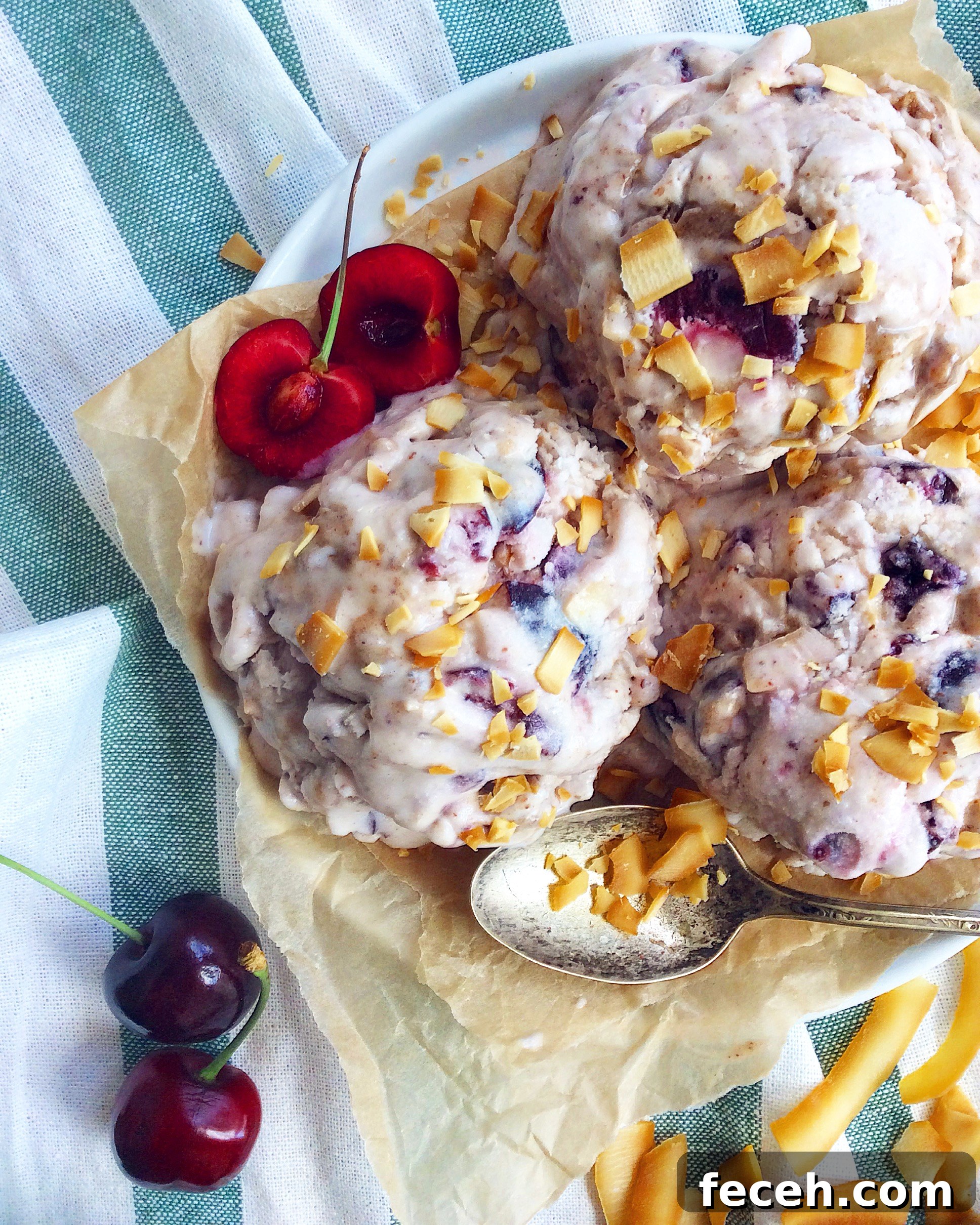 Cherry, Coconut & Almond Butter Caramel Ice Cream