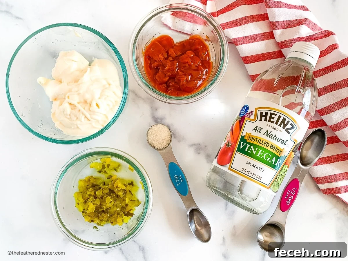 In-N-Out Spread Copycat Recipe: How to Make the Famous Sauce 4 Bowls of mayo, ketchup, relish, and vinegar for In and Out sauce recipe.