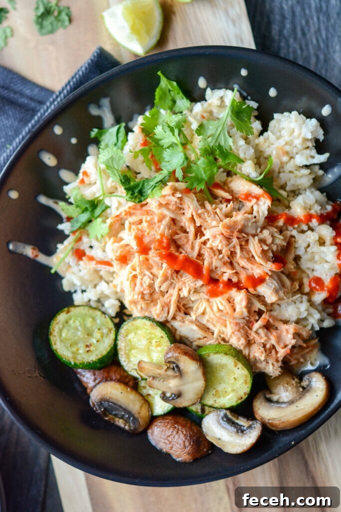 Slow Cooker Spicy Asian Chicken Bowls