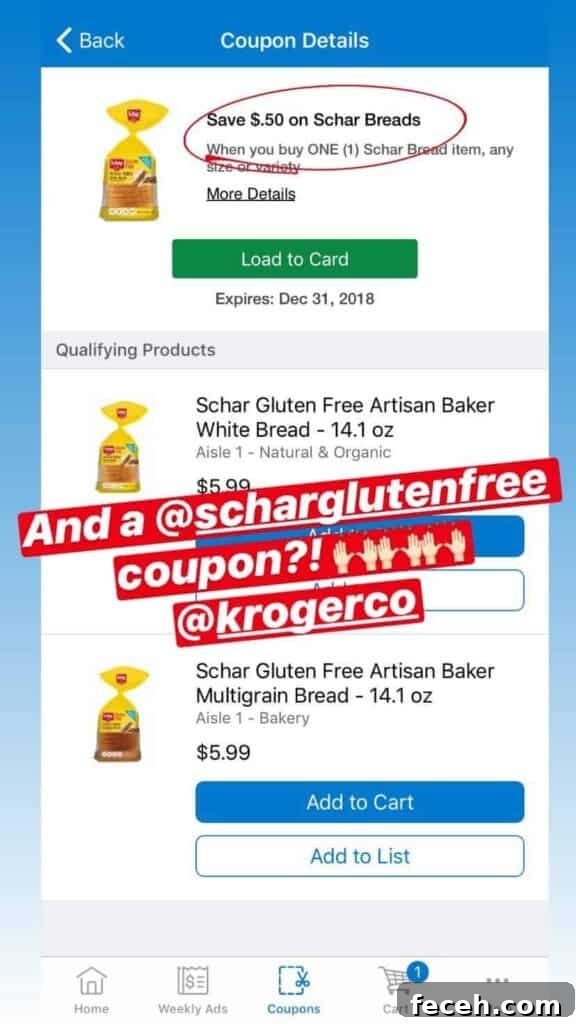 Digital coupon deal in Kroger app.