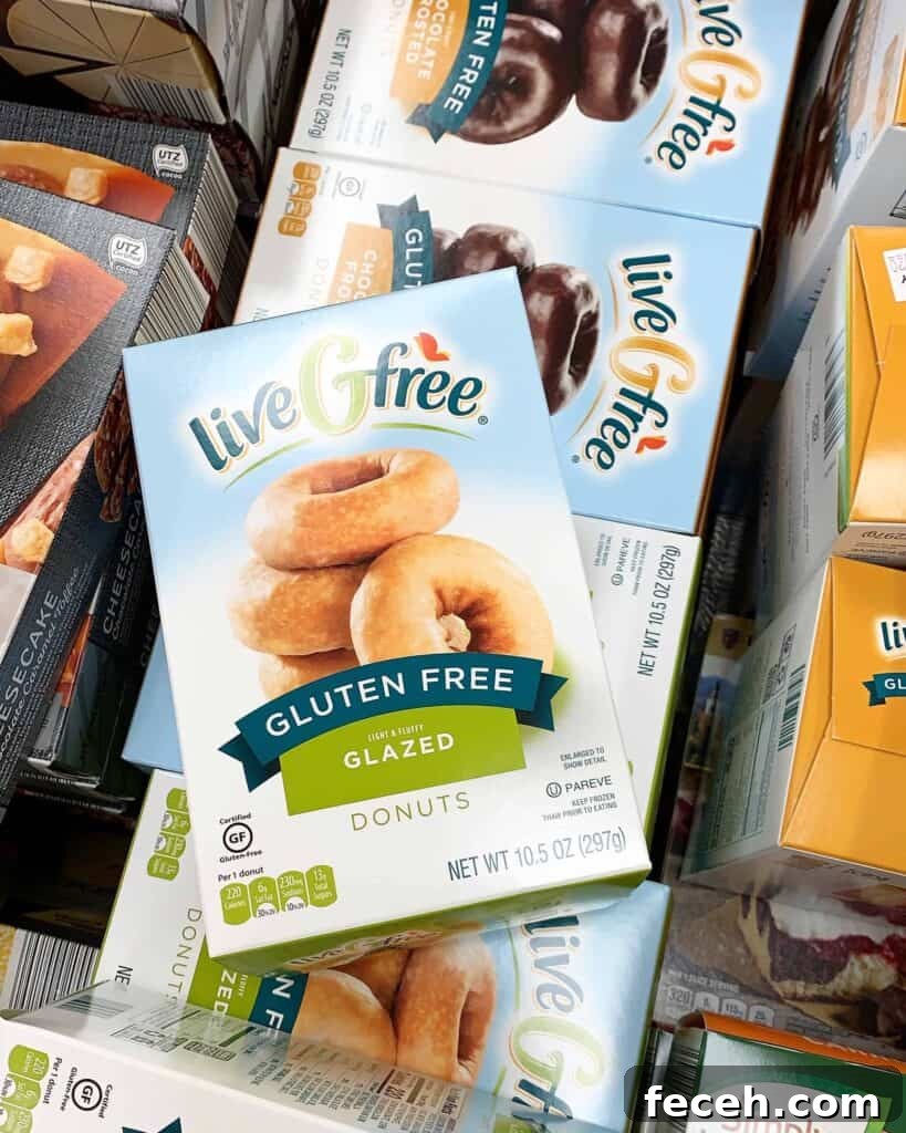 A freezer case full of Aldi Live G Free gluten free frozen donuts! Tips for gluten-free on a budget.