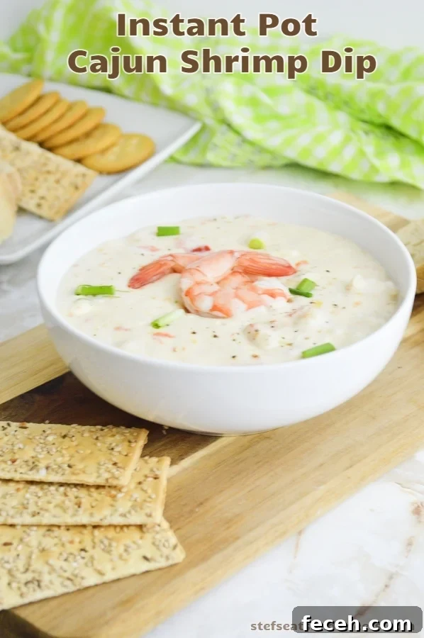 Creamy Cajun Shrimp Dip Made in the Instant Pot 9 Instant Pot Cajun Shrimp Dip pinterest image