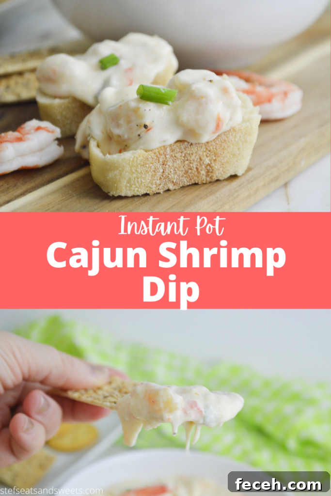 Creamy Cajun Shrimp Dip Made in the Instant Pot 10 Insttant Pot Cajun Shrimp Dip Pinterest Collage 1