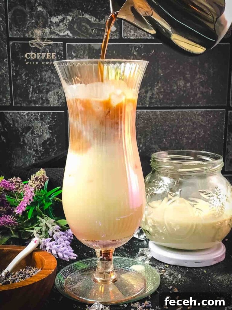 Iced Lavender Latte Recipe: How to Make a Floral Cold Coffee Drink 7 Add the espresso in the end.