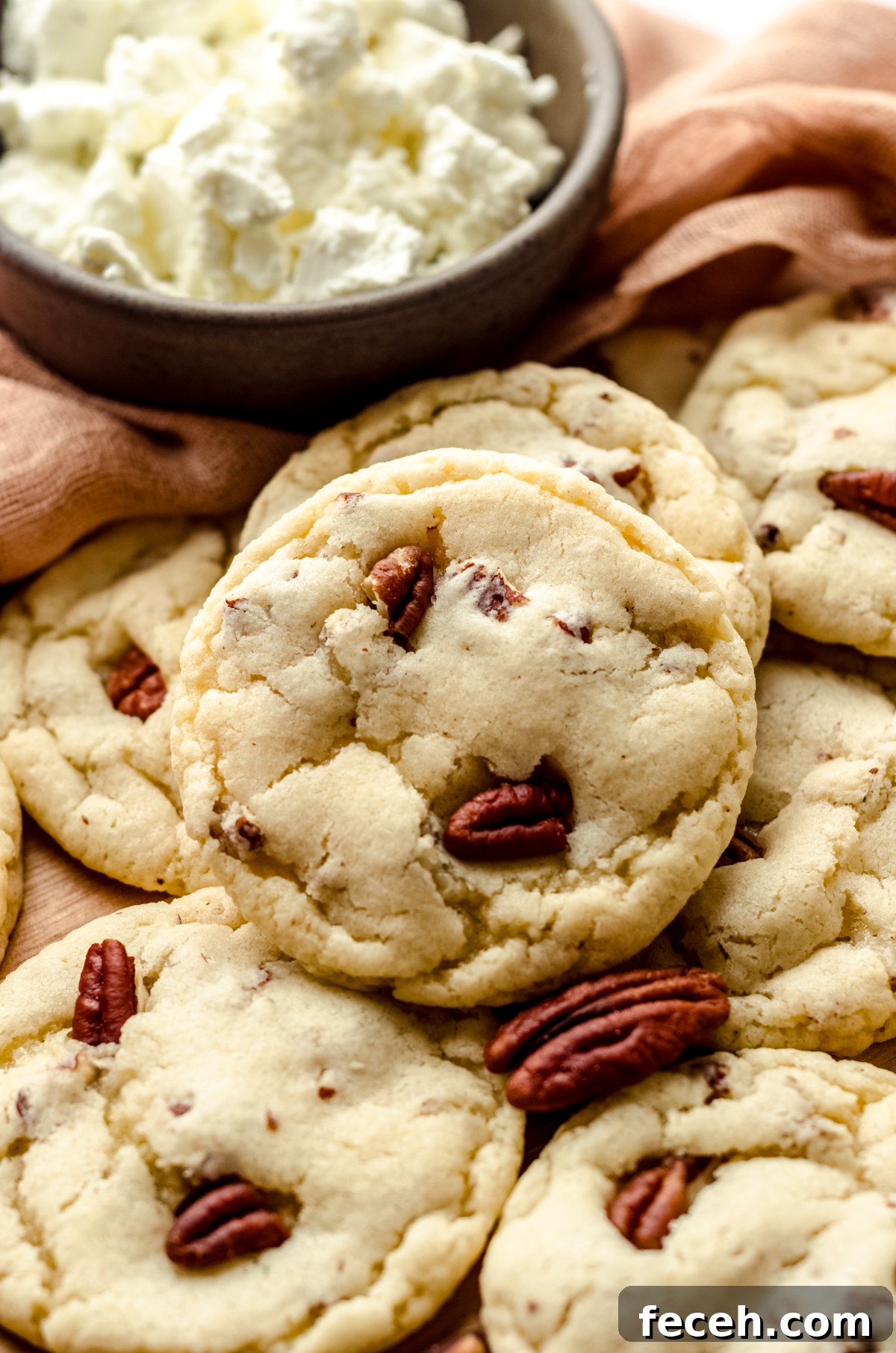 Maple pecan goat cheese sugar cookies on a surface.