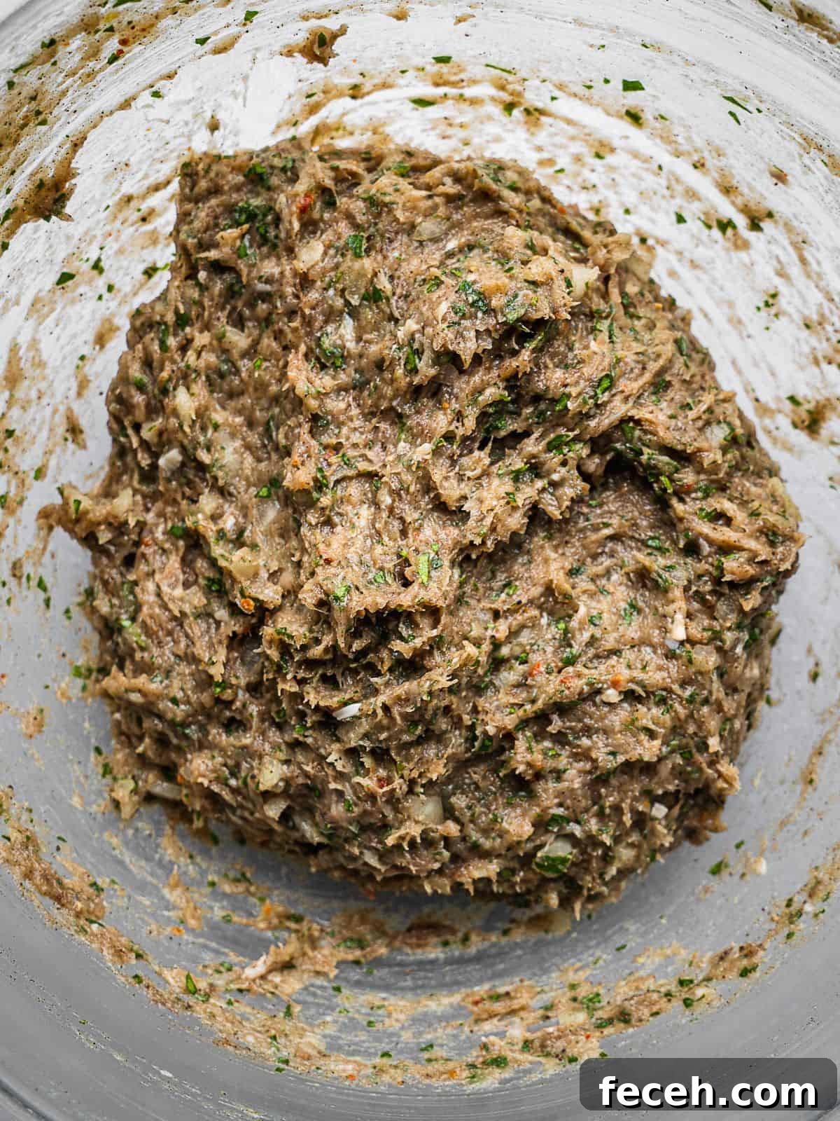 Bowl of mixed chicken kafta mixture.