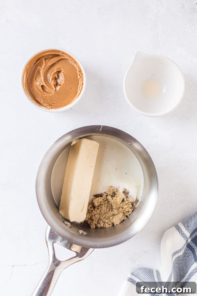 Creamy Peanut Butter Fudge Recipe for Rich, No-Bake Treats 4 Adding the peanut butter into the pot.
