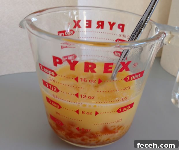 Water, apricot preserves and egg