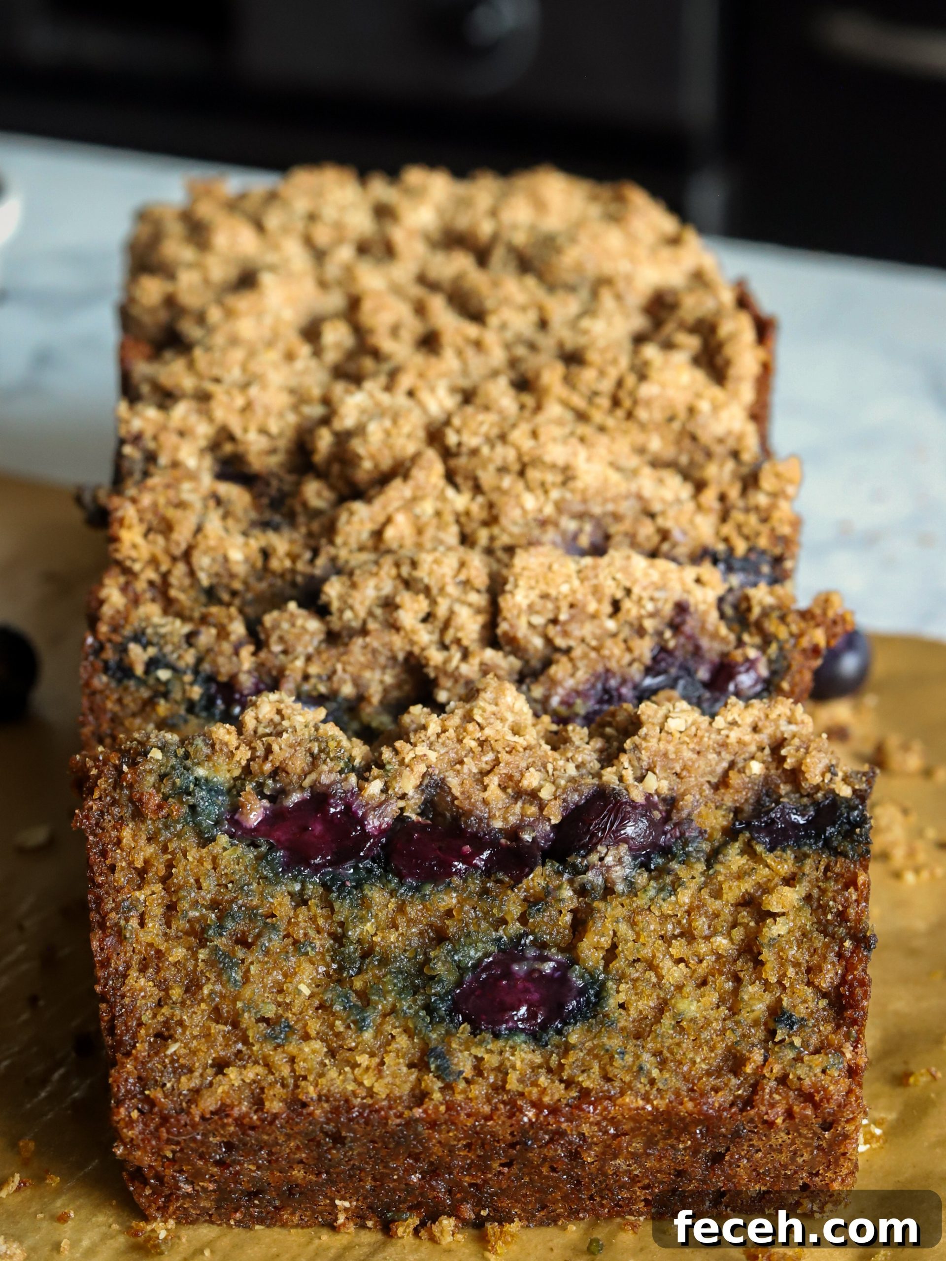 Oatmeal Blueberry Crumb Cake with Cottage Cheese