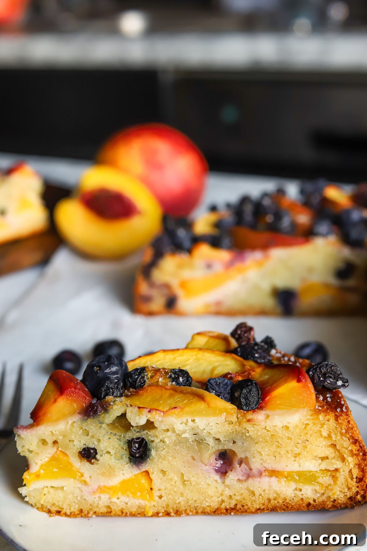 Healthy Peach Blueberry Cottage Cheese Cake