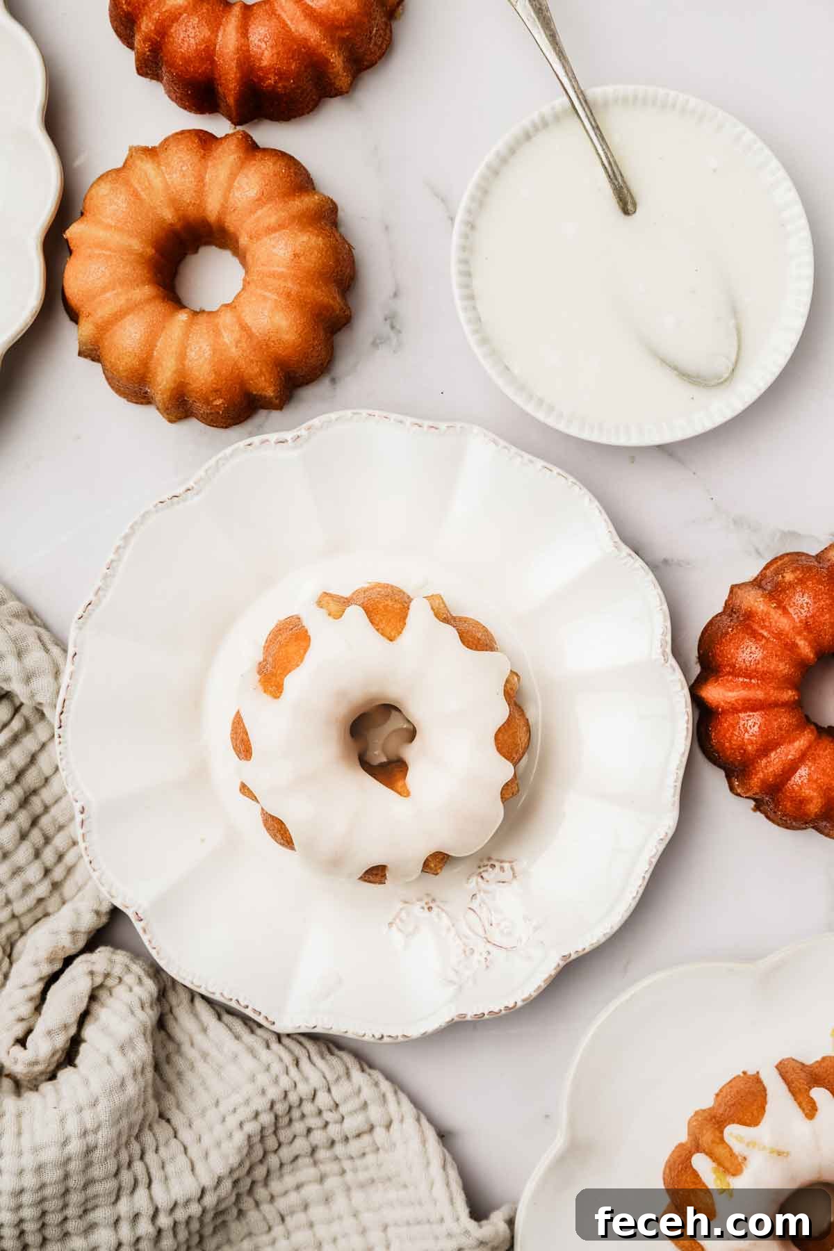 mini bundt cake with lemon glaze