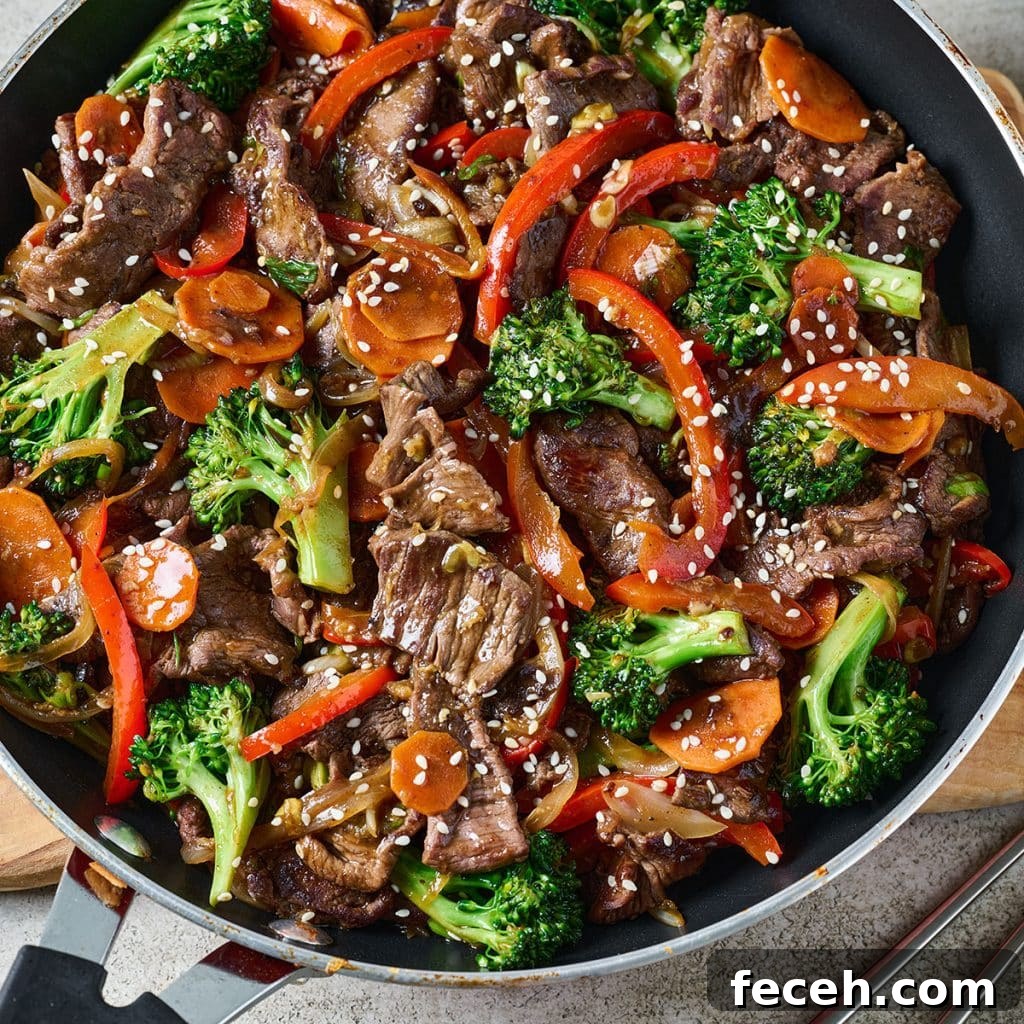 Cook Once, Eat Twice: Budget Meals That Become Delicious Leftovers 4 top view of beef stir fry in a pan