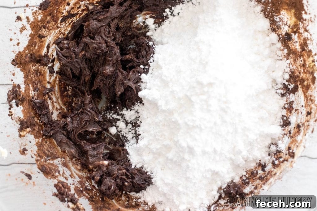 powdered sugar added to bowl